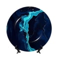 thumbnail image 1 of Picia Blue Marble And Gold Pattern Bone China Decorative Plate – Wall Decor with Stand and Adhesive, Elegant Ornament for Living Room, Office, or Entryway-6in, 1 of 6