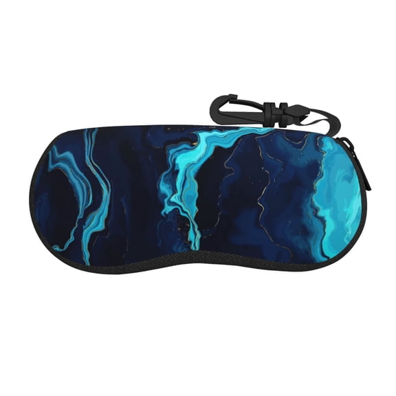 Picia Blue Marble And Gold Print Sunglasses Case, Eyeglasses Case Protector Large Glasses Case, Key Lock Case Protective Glasses Holder Eyeglasses Cases