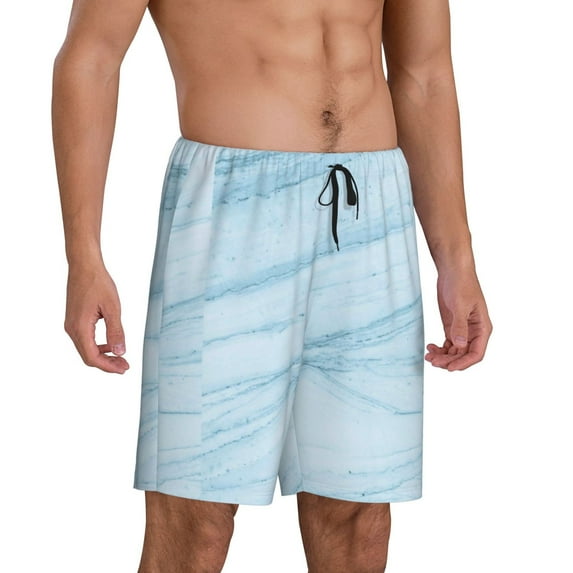 Picia Blue Marble Pajama Shorts for Men, Men's Pajama Bottoms, Sleepwear,Short Pajama Pants-Medium