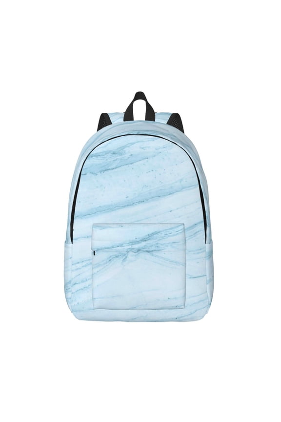 Blue Marble Printed Canvas Daypack - Stylish and Durable Vintage Compact Backpack - Class, Work, Travel, or Laptop Bookbag,Organized Compartments-Medium