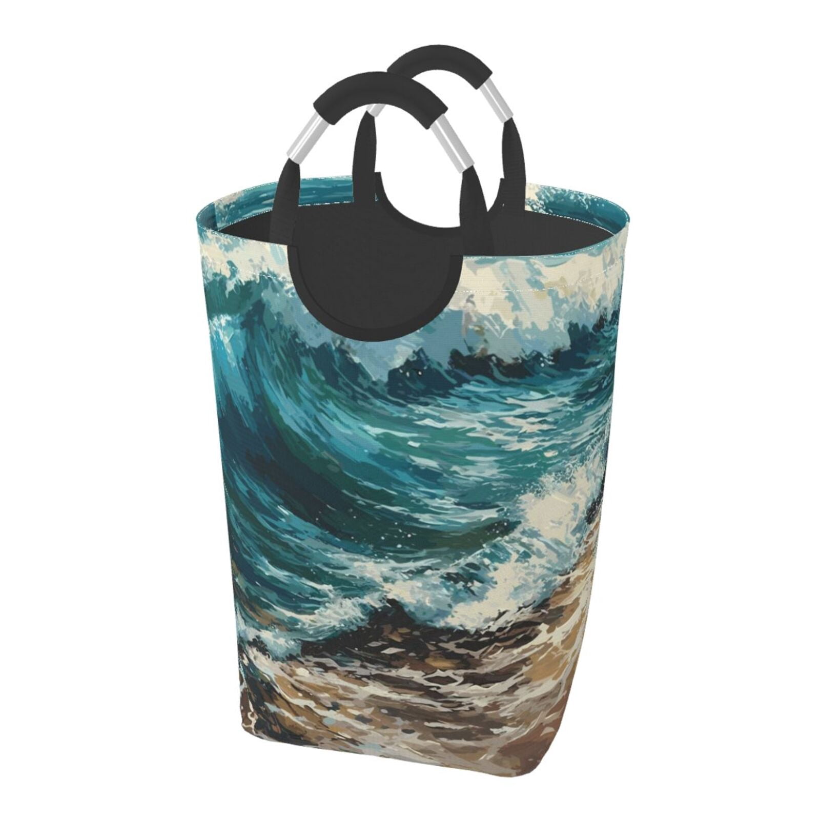 Picia Blue Ocean Waves Laundry Basket With Handles Laundry Hamper Toys ...