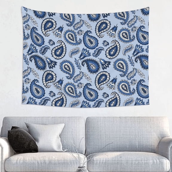Picia Blue Paisley Pattern Vintage Pattern Tapestry-Tapestries for Bedroom Living Room Dorm(29x37")