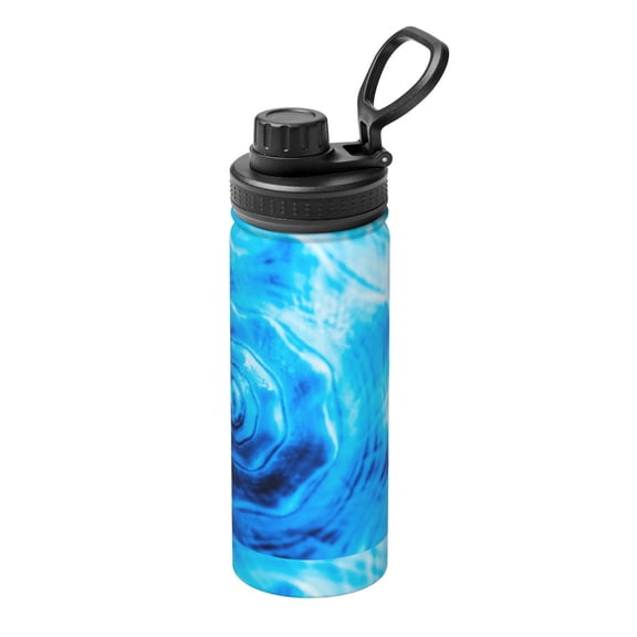 Picia Blue Shell Pattern Water Bottle 18 oz Stainless Steel Insulated Bottles With Handle Leak Proof Gym Sport Water Jug BPA-free insulated kettle For Men Women Adults