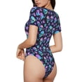 thumbnail image 1 of Picia Blue Skull Flower Womens One Piece Swimsuits Modest Tummy Control Bathing Suits Lace Up Slimming Swim Suit-X-Large, 1 of 9