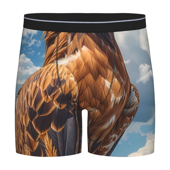 Picia Blue Sky White Cloud Eagle Pattern Men's Athletic Long Leg Briefs , Performance Stretch Underwear，Moisture-Wicking