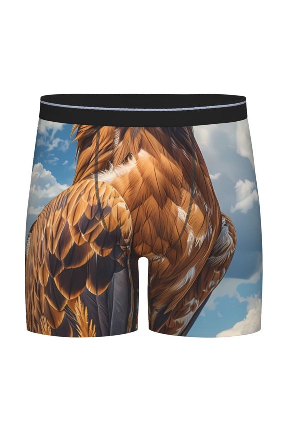 Blue Sky White Cloud Eagle Pattern Men's Athletic Long Leg Briefs , Performance Stretch Underwear,Moisture-Wicking