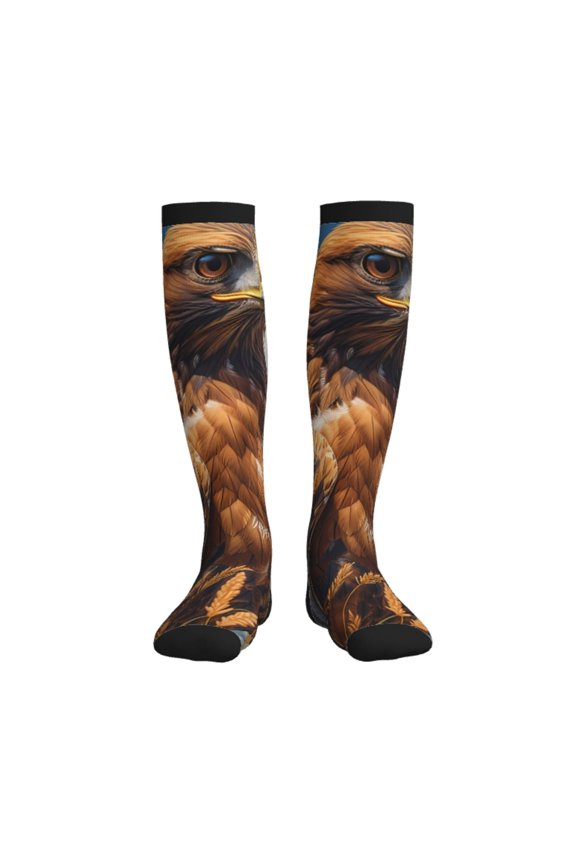 Blue Sky White Cloud Eagle Printed Sports Compression Socks - 15-20mmHg Graduated Compression, High-Performance Soft and Breathable Socks for Men and Women