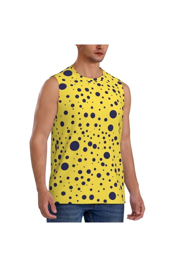 Blue Spots mens Cotton Tank Undershirts , Moisture-wicking Ribbed Tanks, Lightweight Cotton Tank Undershirts-Medium