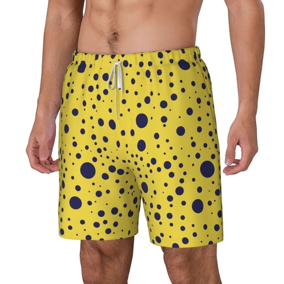 Picia Blue Spots pattern Mens Swim Trunks with Compression Liner Stretch Beach Shorts Quick Dry with Zipper Pockets No-Chafing Board Shorts-Large