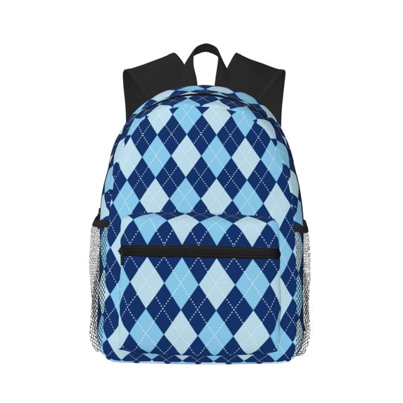 Picia Blue Squares Large Capacity Backpack Classic Style Backpack Casual Backpack Water-Resistant School Work Travel Outdoor Backpack