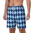 thumbnail image 1 of Picia Blue Squares pattern Mens Swim Trunks with Compression Liner Stretch Beach Shorts Quick Dry with Zipper Pockets No-Chafing Board Shorts-X-Large, 1 of 9