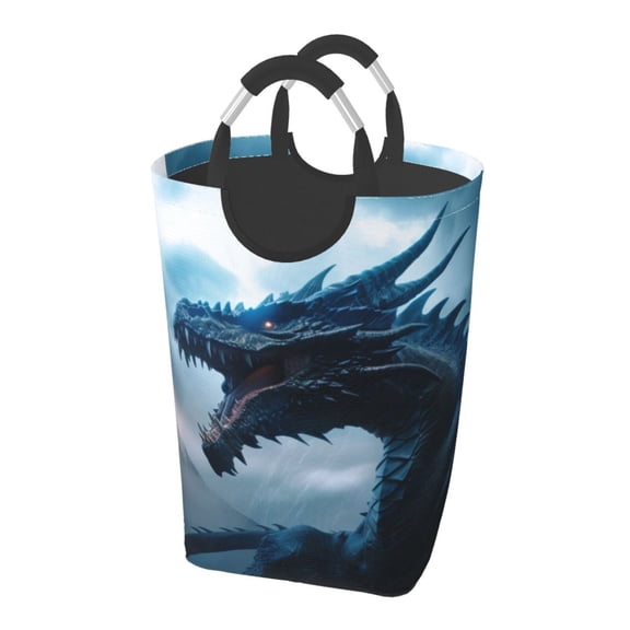 Picia Blue Thunder Storm Dragon Laundry Basket With Handles Laundry Hamper Toys Storage Organizer Foldable Bucket Washing Bin Dirty Clothes Bag For Home Bathroom Bedroom Dorm