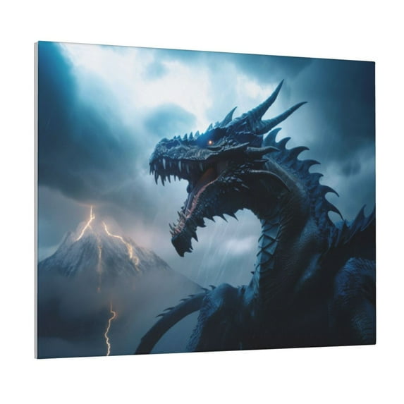 Picia Blue Thunder Storm Dragon Pattern Decorative Picture – Unique Wall Art, Modern Canvas Print for Trendy Interiors (Horizontal)