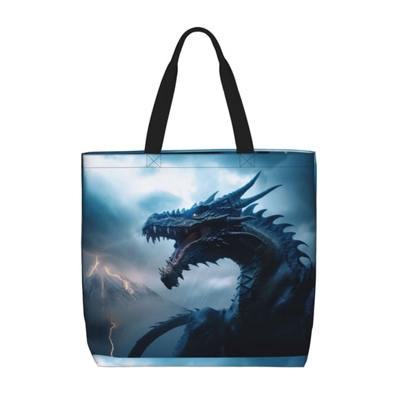 Picia Blue Thunder Storm Dragon for Tote Bag for Women with Zipper, Gym Tote with Compartments, Laptop Work Tote Nurse Dance Yoga Bag for Sport, Travel