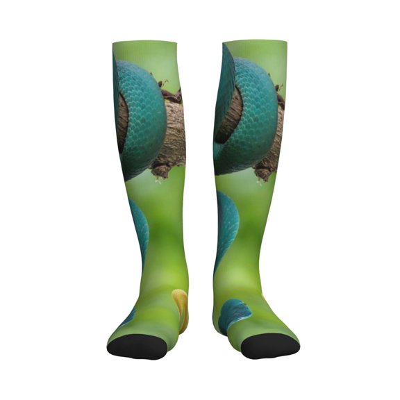 Picia Blue Viper And Yellow Viper Snake Printed Sports Compression Socks - 15-20mmHg Graduated Compression, High-Performance Soft and Breathable Socks for Men and Women