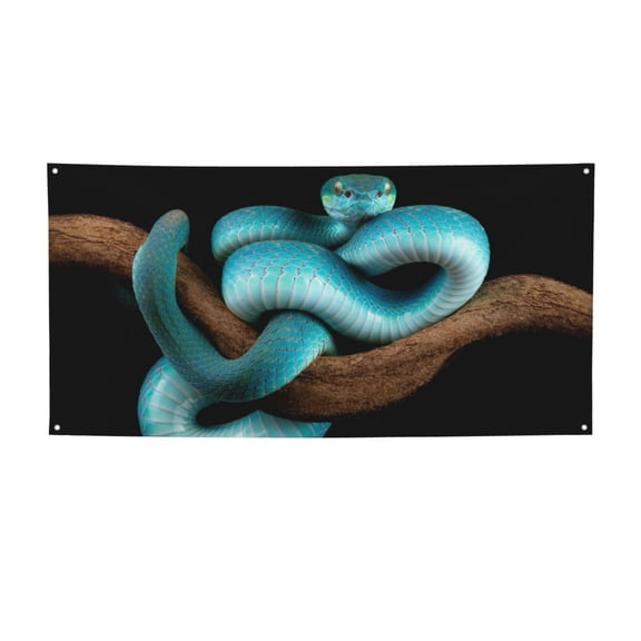Picia Blue Viper Snake Pattern Party Banner, Festive Decoration, Holiday Banner, Celebration Decor, Event Banner, Reusable Party Banner-Small