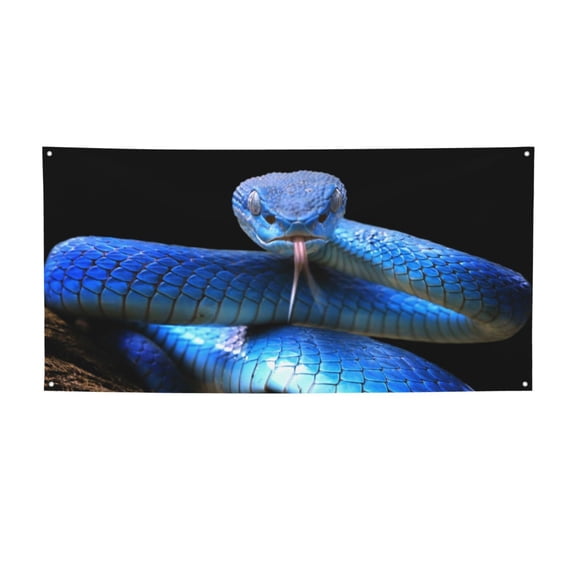 Picia Blue Viper Snake Pattern Party Banner, Festive Decoration, Holiday Banner, Celebration Decor, Event Banner, Reusable Party Banner-Small