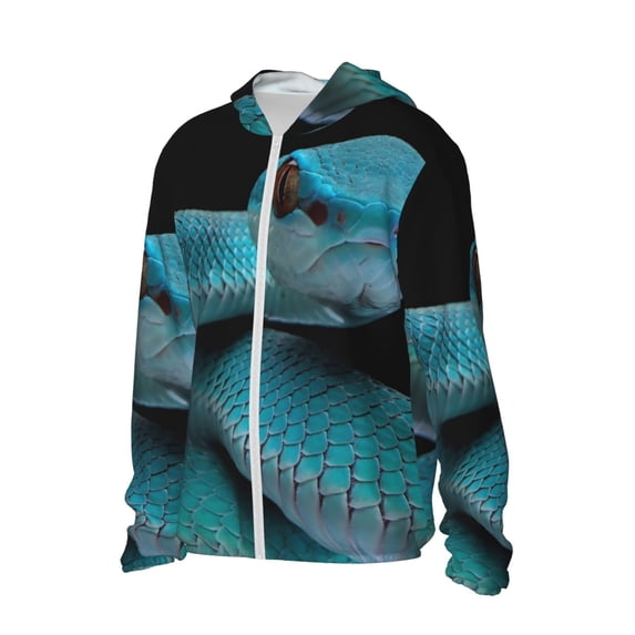 Picia Blue Viper Snake1 Women's Men's UPF 50+ Sun Protection Hoodie Shirt Long Sleeve SPF Fishing Outdoor UV Hiking Lightweight Shirts-3X-Large