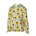 thumbnail image 1 of Picia Blue White Striped Sunflower A Women's Men's UPF 50+ Sun Protection Hoodie Shirt Long Sleeve SPF Fishing Outdoor UV Hiking Lightweight Shirts-X-Large, 1 of 9