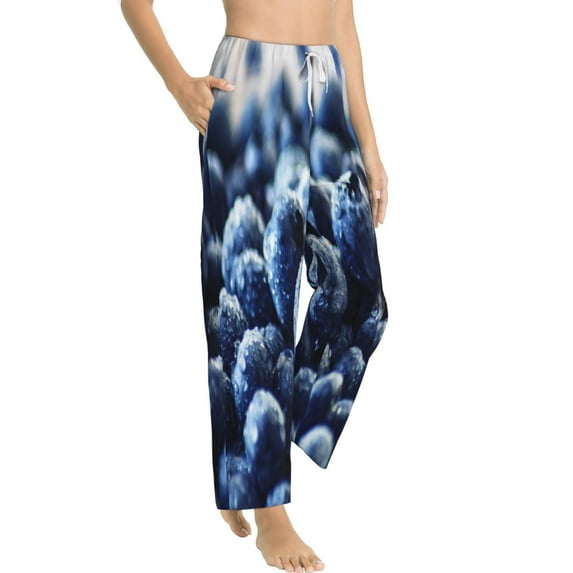 Picia Blueberry Womens Soft Woven Cotton Elastic Waistband Sleep Pajama Pant Lounge Sleep Pant With Pockets And Drawstring-Medium