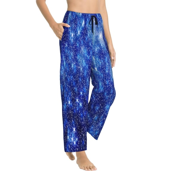 Picia Blurred Star Snow Christmas Womens Soft Woven Cotton Elastic Waistband Sleep Pajama Pant Lounge Sleep Pant With Pockets And Drawstring-Large