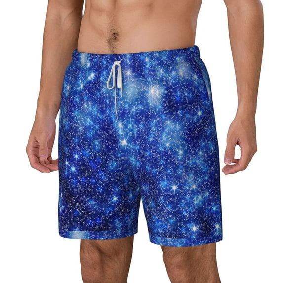 Picia Blurred Star Snow Christmas pattern Mens Swim Trunks with Compression Liner Stretch Beach Shorts Quick Dry with Zipper Pockets No-Chafing Board Shorts-XX-Large