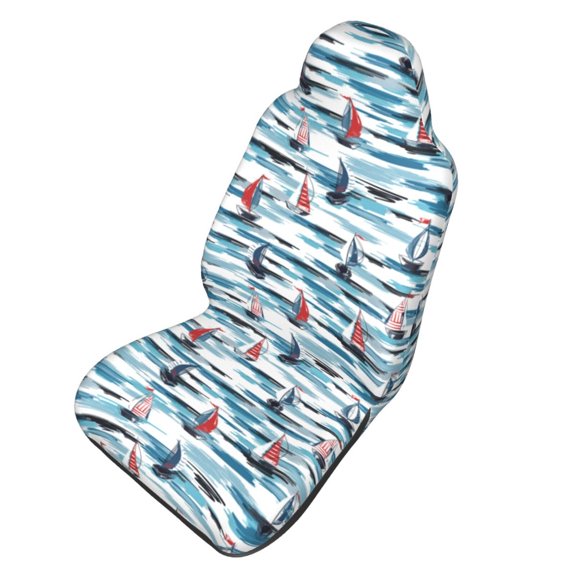 Picia Boat In Ocean Print Waterproof Sweating Car Seat Cover for Post Gym Workout, Running, Beach and Hiking, Universal Fit Anti-Slip Bucket Seat Protector