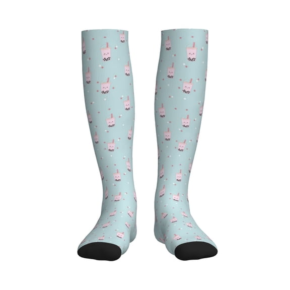 Picia Boba Milk Tea F Printed Sports Compression Socks - 15-20mmHg Graduated Compression, High-Performance Soft and Breathable Socks for Men and Women