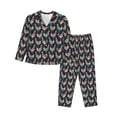 thumbnail image 1 of Picia Bohemian Chicken Pattern Women’s Long-Sleeve Sleepwear Set - Soft 2-Piece Loungewear with Pockets, Comfy PJs for Relaxing Nights-X-Large, 1 of 7