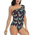 thumbnail image 1 of Picia Bohemian Chicken Pattern Women's One Piece Swimsuits,One Shoulder Swimwear Asymmetric ,Ruffle Monokinis Bathing Suits,High Waisted Flattering Bathing Suits-Large, 1 of 8