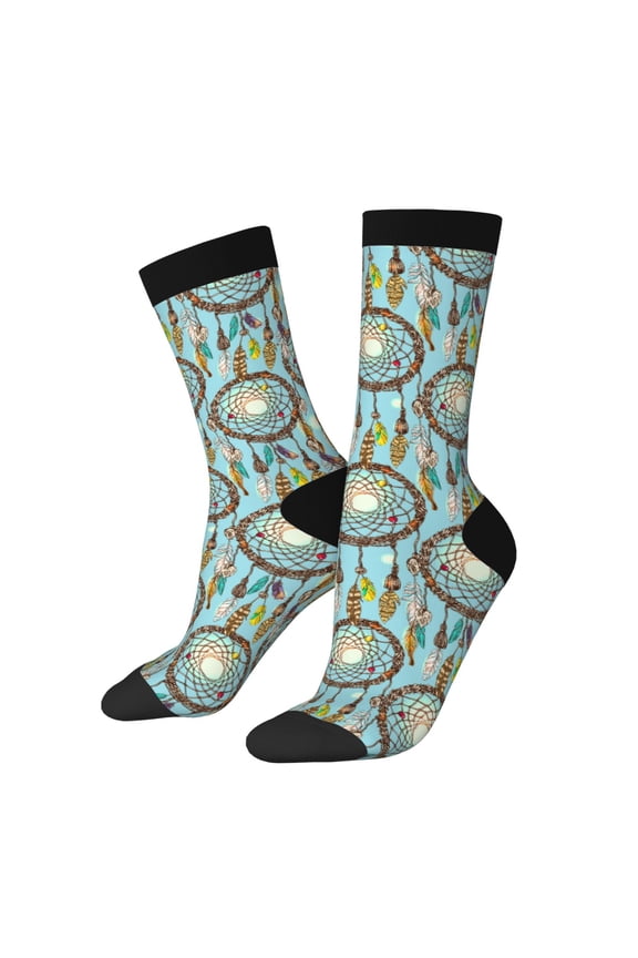 Boho Dreamcatcher 1 Print Athletic Socks for Men & Women – Cushioned Moisture-Wicking Crew Socks for Sports, Running, and Training, Soft & Breathable Size 5-11