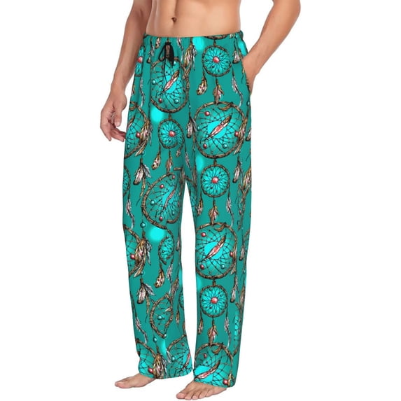 Picia Boho Dreamcatcher Mens Soft Woven Cotton Elastic Waistband Sleep Pajama Pant Lounge Sleep Pant With Pockets And Drawstring-Large