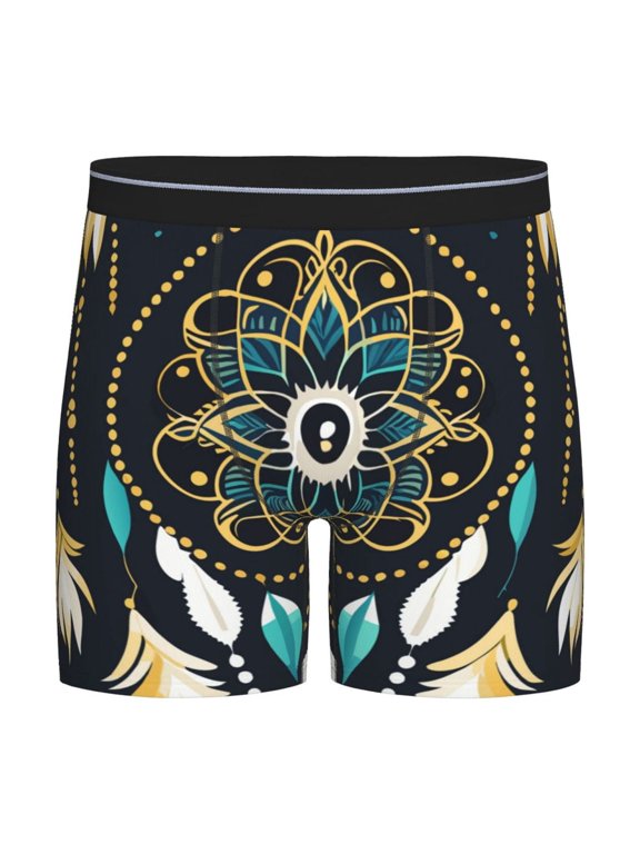 Boho Dreamcatcher Pattern Men's Athletic Long Leg Briefs , Performance Stretch Underwear,Moisture-Wicking