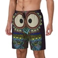 thumbnail image 1 of Picia Boho Owl pattern Mens Swim Trunks with Compression Liner Stretch Beach Shorts Quick Dry with Zipper Pockets No-Chafing Board Shorts-3X-Large, 1 of 1