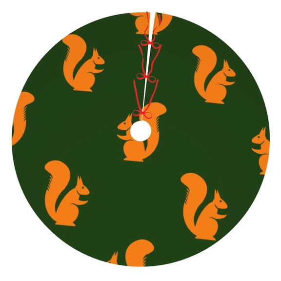 Picia Bold Squirrel Silhouettes Print Christmas Tree Skirt , Christmas Tree Skirt Ornaments for Merry Christmas Holiday Party Decorations Indoor Outdoor-48"