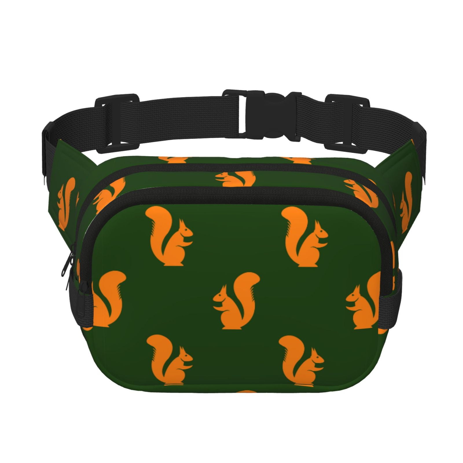 Picia Bold Squirrel Silhouettes Print Square Double-Layer Waist Bag Mini Adjustable Waist Belt Bag Exercise Running Travel Hiking