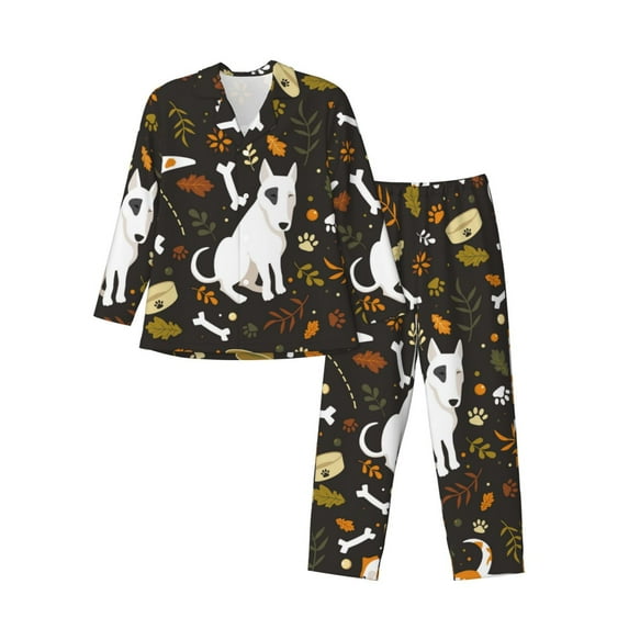 Picia Bones And Leaves Pattern Men’s Long-Sleeve Sleepwear Set - Soft 2-Piece Loungewear with Pockets, Comfy PJs for Relaxing Nights-X-Large