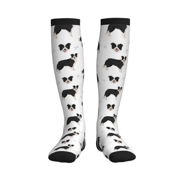 Picia Border Collie Dog Printed Sports Compression Socks - 15-20mmHg Graduated Compression, High-Performance Soft and Breathable Socks for Men and Women