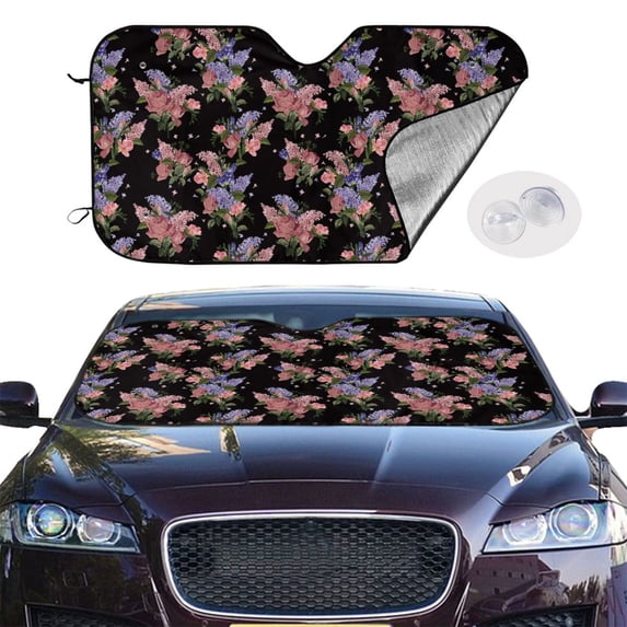 Picia Bouquet Curved Windshield Sunshade Accordion Folding Style Auto Shade for Car Truck SUV Van Blocks UV Ray Sun Visor Protector -Small