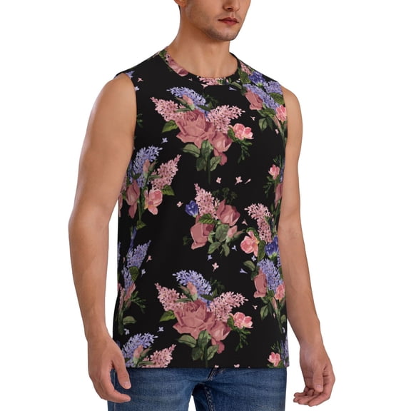 Picia Bouquet mens Cotton Tank Undershirts , Moisture-wicking Ribbed Tanks, Lightweight Cotton Tank Undershirts-Large