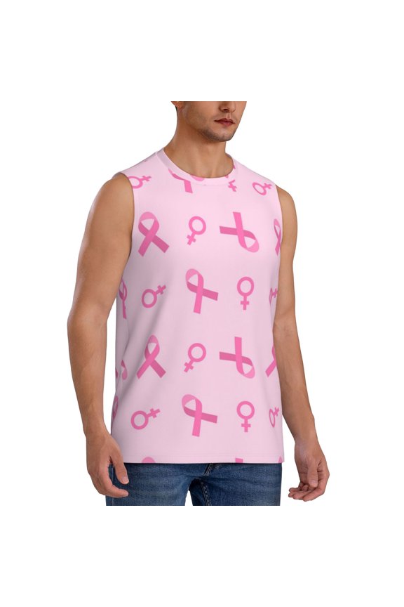 Breast Cancer Awareness 1 mens Cotton Tank Undershirts , Moisture-wicking Ribbed Tanks, Lightweight Cotton Tank Undershirts-Medium