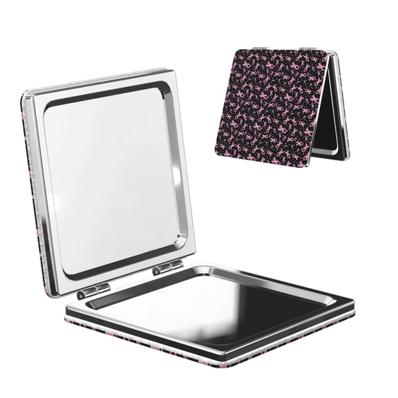 Picia Breast Cancer Awareness (2) for Compact Vanity Mirror , Travel Makeup Mirror , Portable Magnifying Cosmetic Mirror for Daily, Work, Business-Square