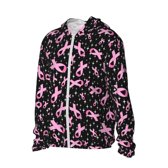 Picia Breast Cancer Awareness (2) Women's Men's UPF 50+ Sun Protection Hoodie Shirt Long Sleeve SPF Fishing Outdoor UV Hiking Lightweight Shirts-Small