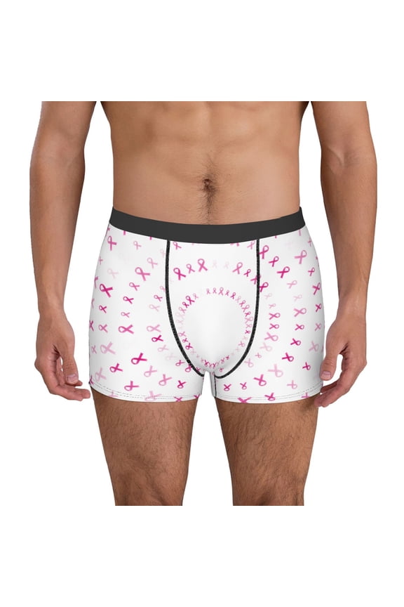 Breast Cancer Awareness (4) Pattern Men’s Boxer Briefs – Soft & Breathable Underwear, Stretchy & Comfortable Fit, Supportive Pouch Design, Moisture-Wicking-XX-Large