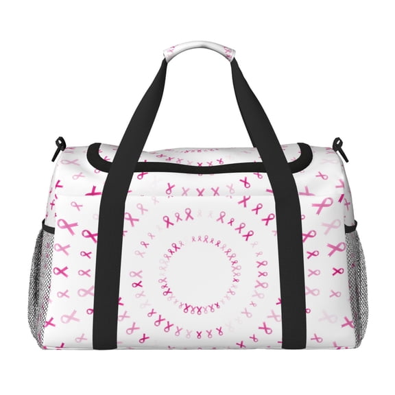 Picia Breast Cancer Awareness (4) Print Travel Duffle Bag,Weekender Bags for Women with Shoe Compartment, Gym Duffel Bag with Wet Pocket, Hospital Bags for Labor and Delivery