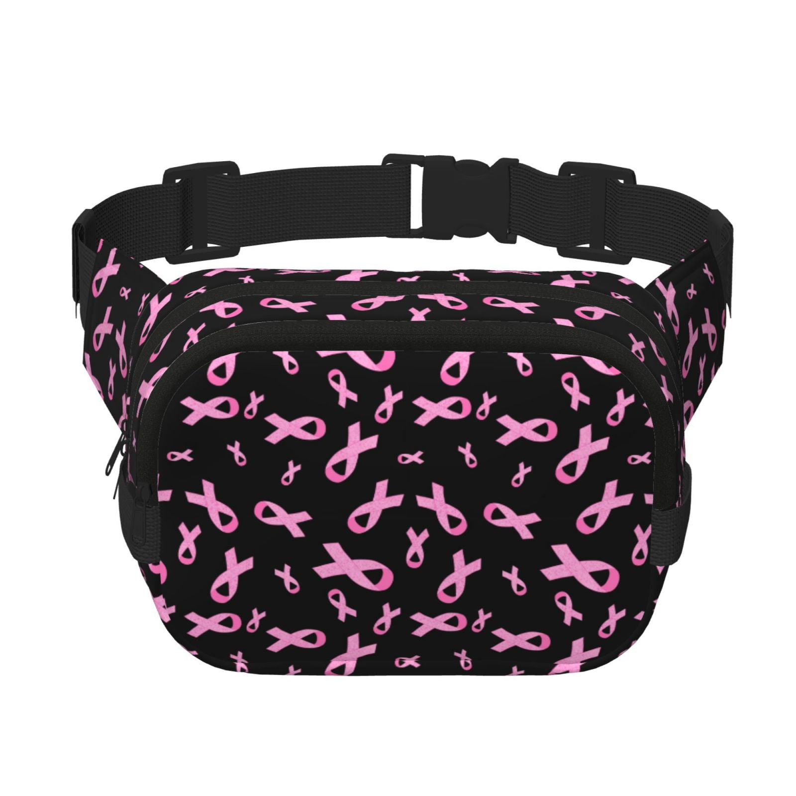 Picia Breast Cancer Awareness Print Square Double-Layer Waist Bag Mini Adjustable Waist Belt Bag Exercise Running Travel Hiking