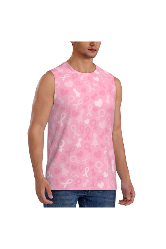 Breast Cancer Awareness mens Cotton Tank Undershirts , Moisture-wicking Ribbed Tanks, Lightweight Cotton Tank Undershirts-XX-Large