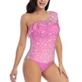 thumbnail image 1 of Picia Breast Cancer Pink Ribbons Awareness Pattern Women's One Piece Swimsuits,One Shoulder Swimwear Asymmetric ,Ruffle Monokinis Bathing Suits,High Waisted Flattering Bathing Suits-X-Large, 1 of 8