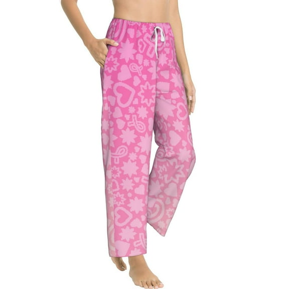Picia Breast Cancer Pink Ribbons Awareness Womens Soft Woven Cotton Elastic Waistband Sleep Pajama Pant Lounge Sleep Pant With Pockets And Drawstring-Small