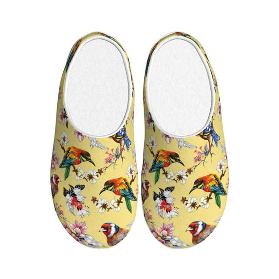 Picia Bright Birds for Women's Lamb-hug Comfy Fleece House Slippers Memory Foam, Slip-on House Shoes Indoor Outdoor-42/43